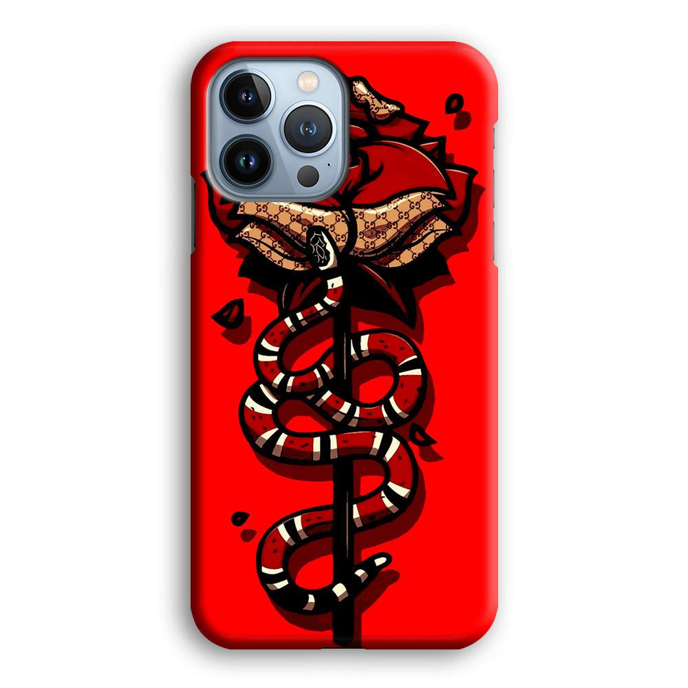 Red Rose Red Snake iPhone 13 Pro Case-Plastic / Full Wrap (3D Case)-Xtracase