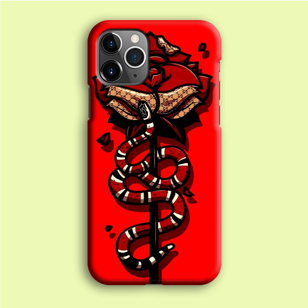 Red Rose Red Snake iPhone 12 Pro Case-Plastic / Full Wrap (3D Case)-Xtracase