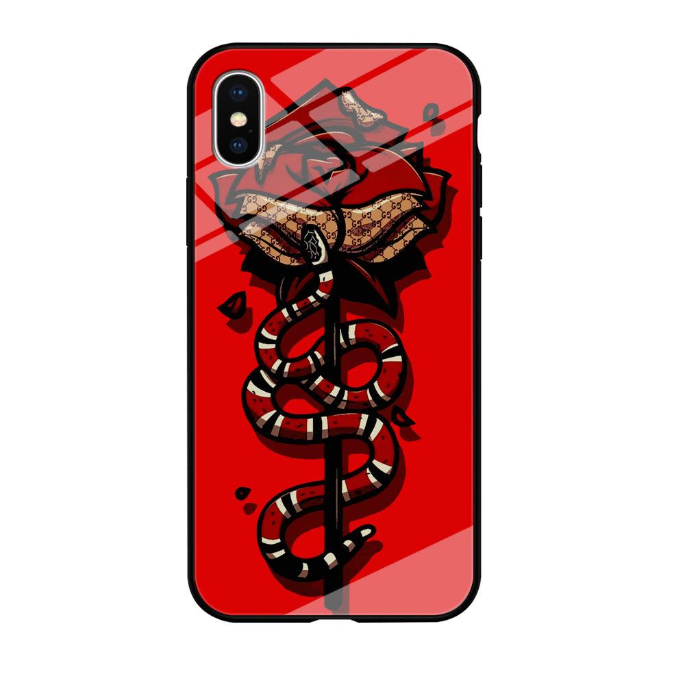 Red Rose Red Snake iPhone X Case-Tempered Glass Case-Xtracase