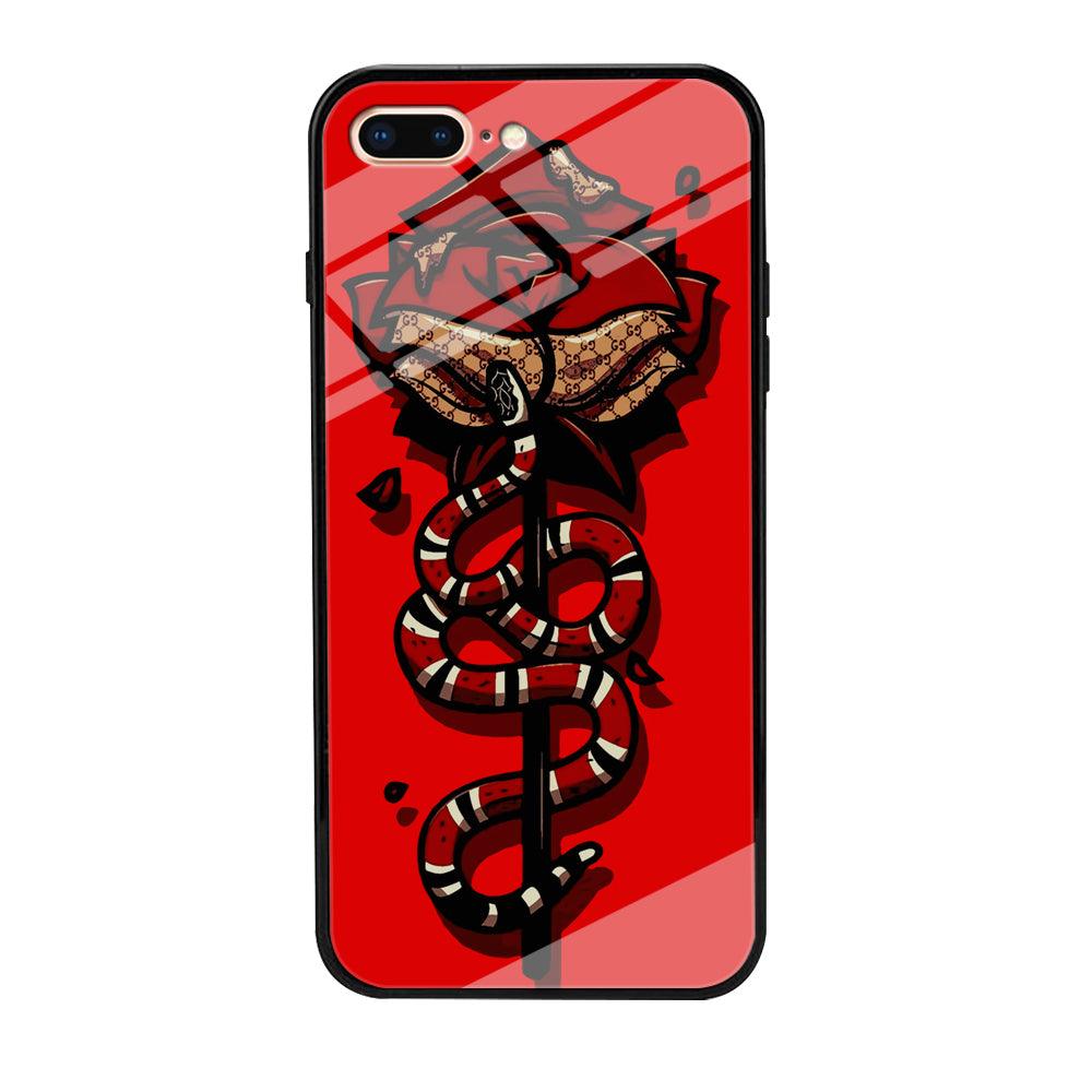 Red Rose Red Snake iPhone 8 Plus Case-Tempered Glass Case-Xtracase