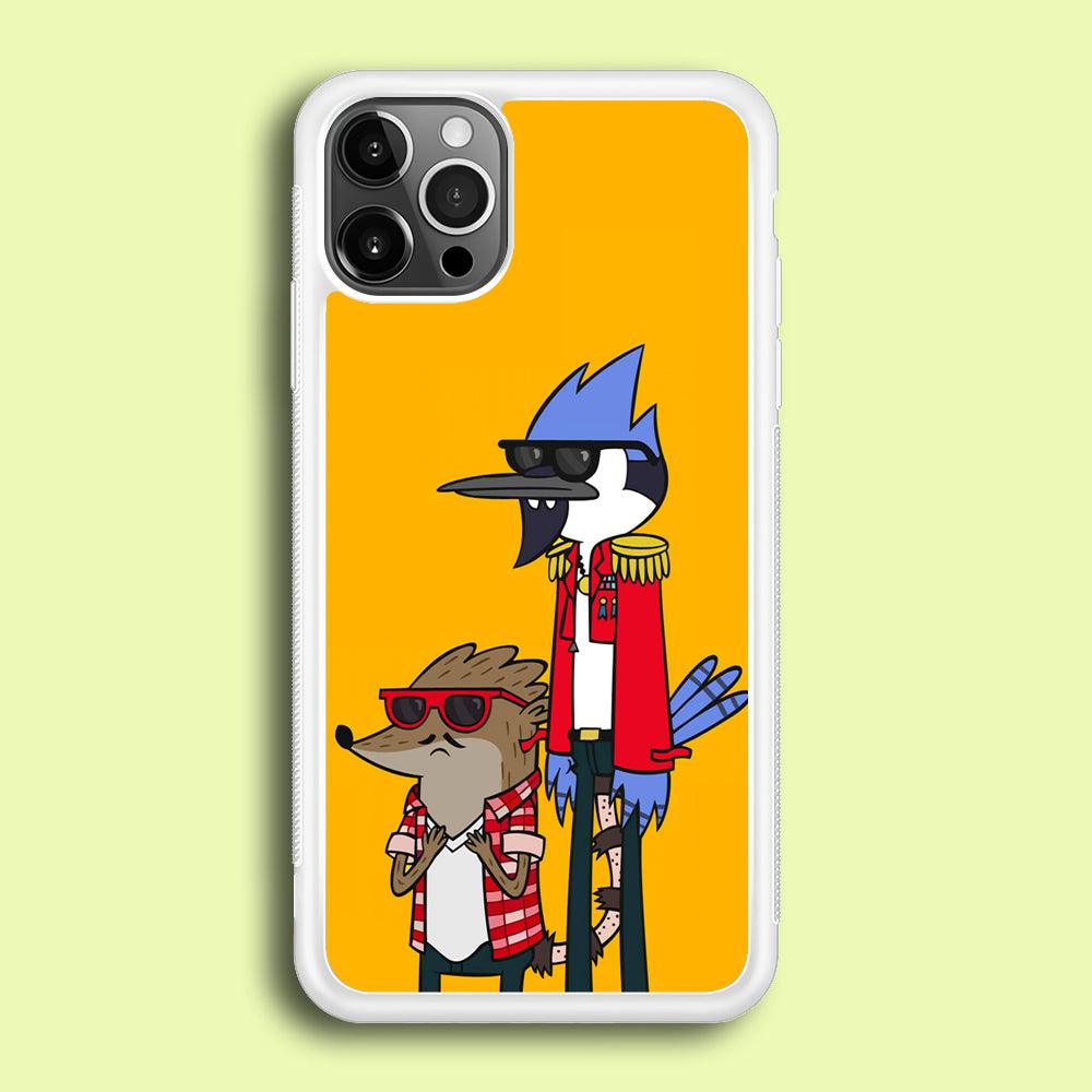 Regular Show Rigby and Mordecai iPhone 12 Pro Case-Rubber / White (2D Case)-Xtracase
