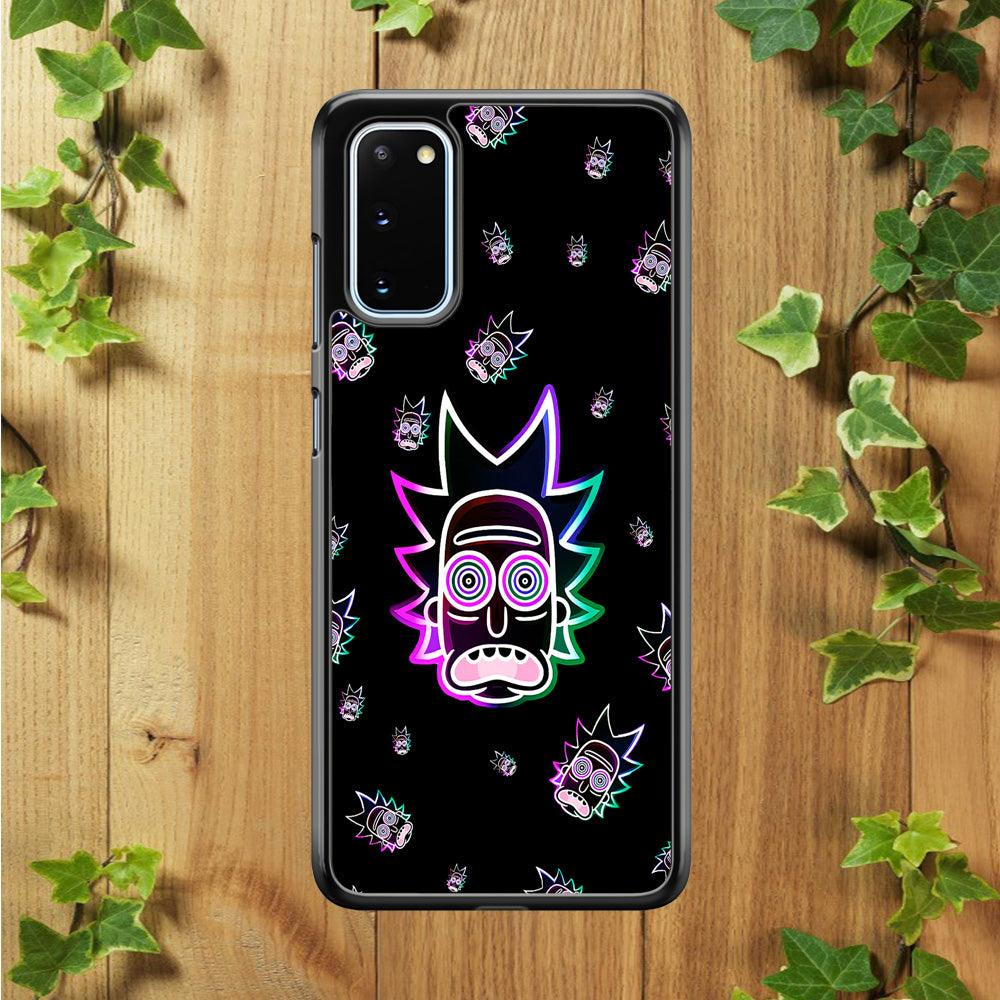 Rick Face Neon Samsung Galaxy S20 Case-Rubber / Black (2D Case)-Xtracase