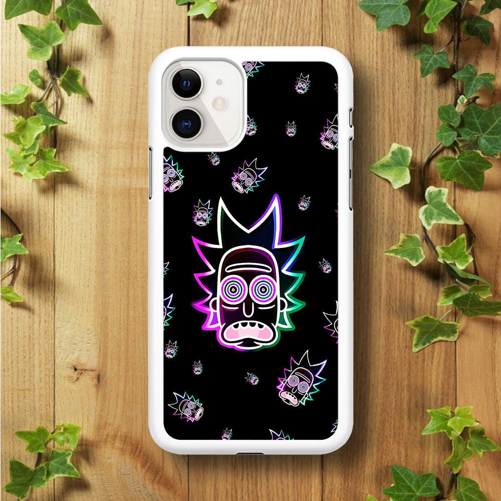 Rick Face Neon iPhone 11 Case-Rubber / White (2D Case)-Xtracase
