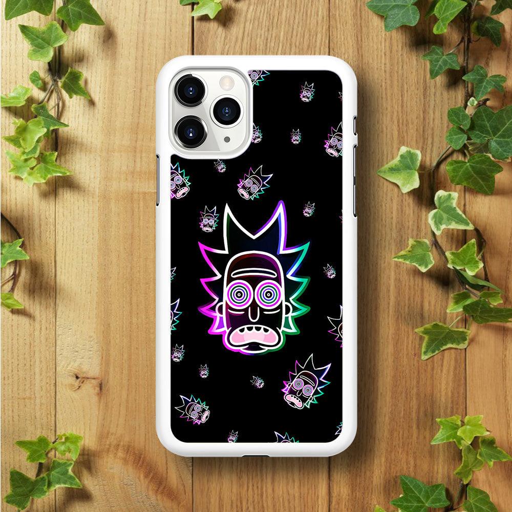 Rick Face Neon iPhone 11 Pro Max Case-Rubber / White (2D Case)-Xtracase