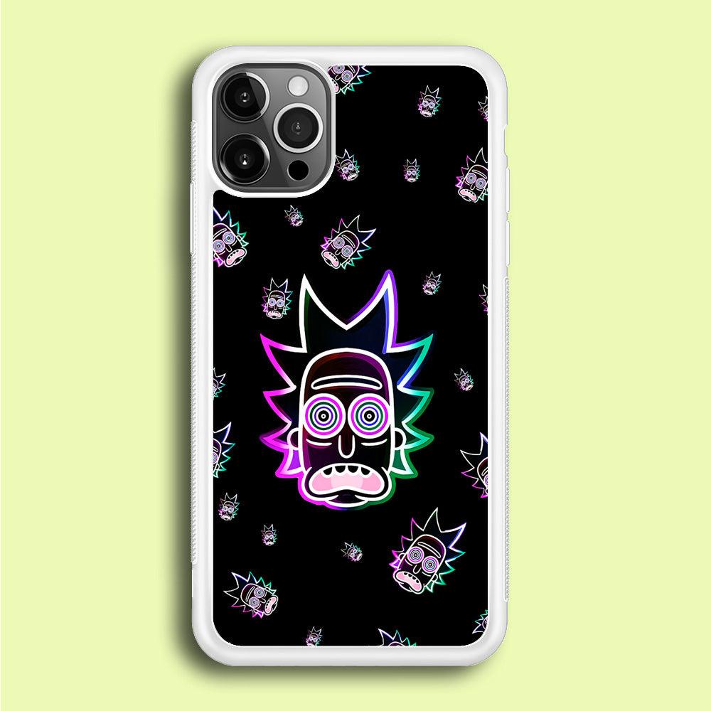 Rick Face Neon iPhone 12 Pro Max Case-Rubber / White (2D Case)-Xtracase