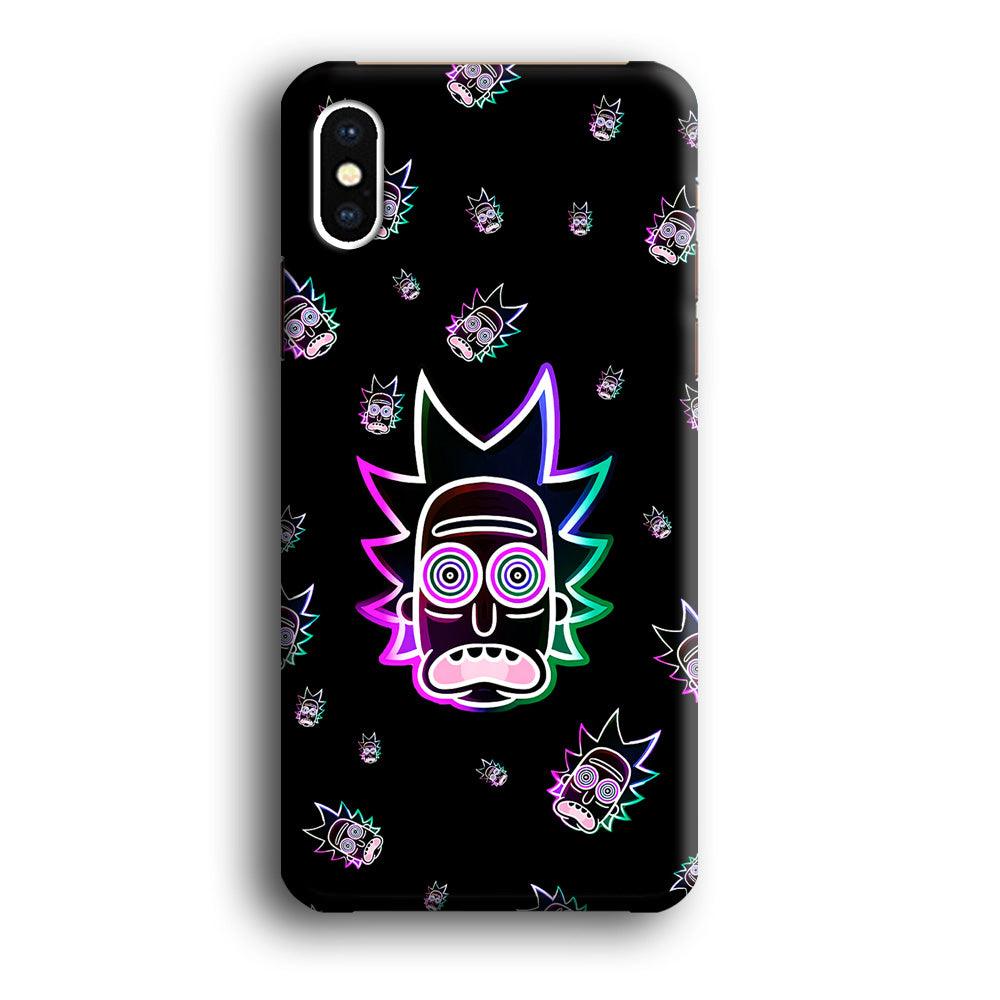 Rick Face Neon iPhone Xs Max Case-Plastic / Full Wrap (3D Case)-Xtracase