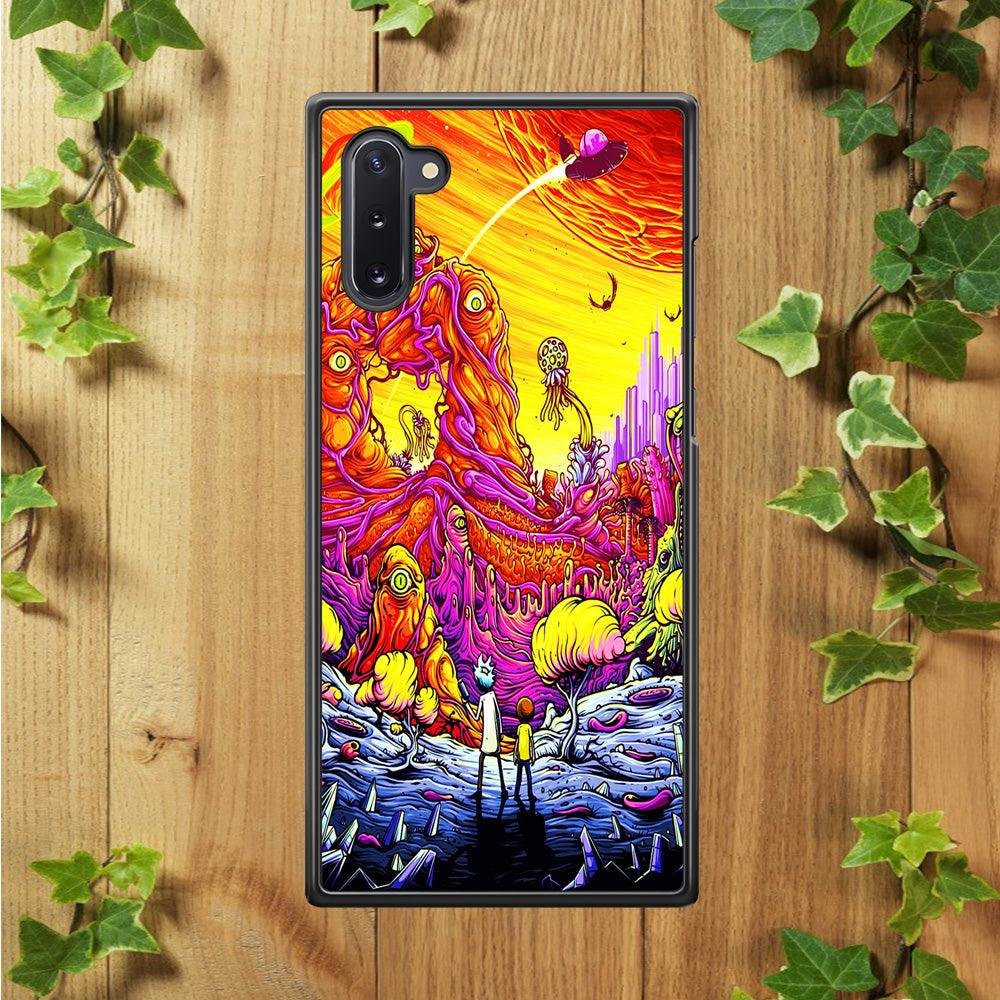 Rick and Morty Alien Planet Samsung Galaxy Note 10 Case-Rubber / Black (2D Case)-Xtracase