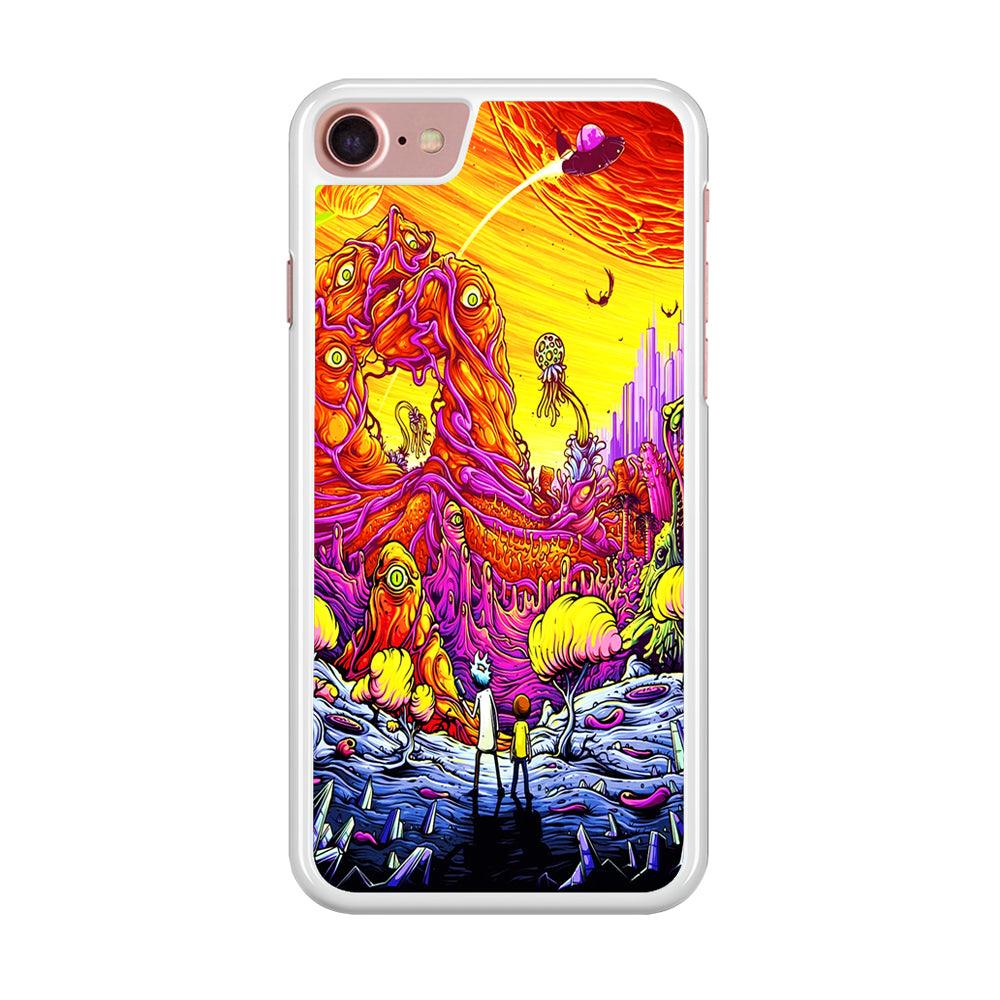 Rick and Morty Alien Planet iPhone SE 2020 Case-Rubber / White (2D Case)-Xtracase