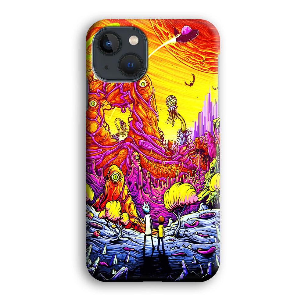 Rick and Morty Alien Planet iPhone 13 Mini Case-Plastic / Full Wrap (3D Case)-Xtracase