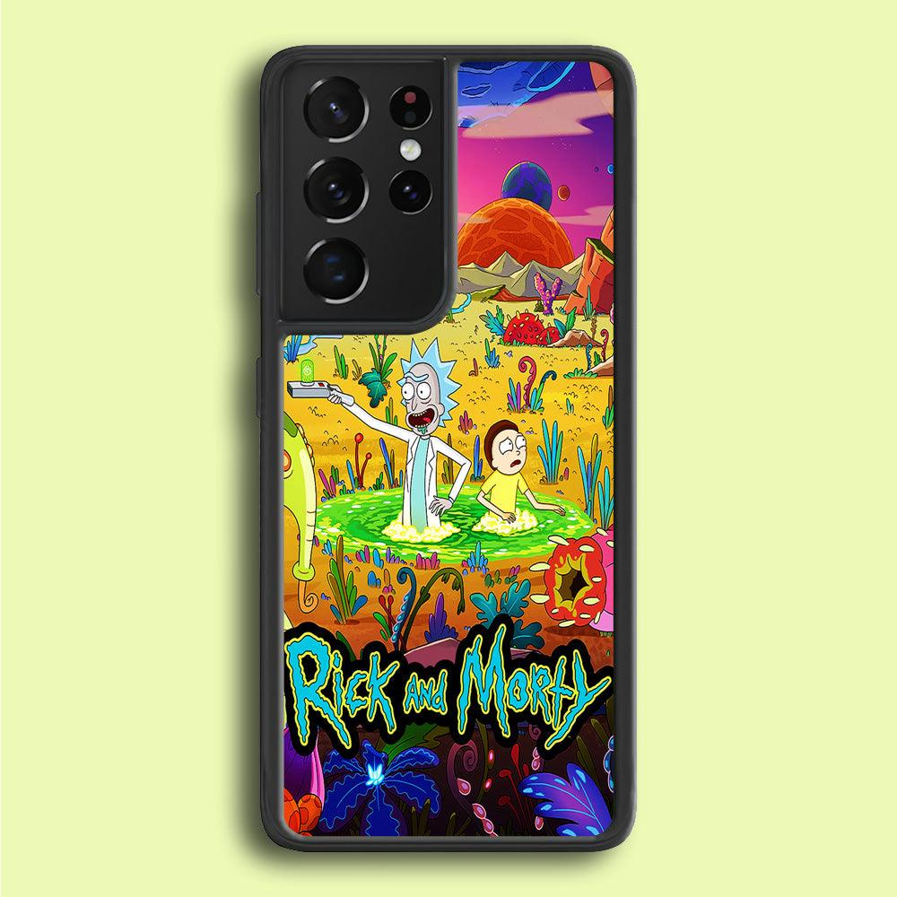 Rick and Morty Art Poster Samsung Galaxy S25 Ultra Case-Plastic / Full Wrap (3D Case)-Xtracase
