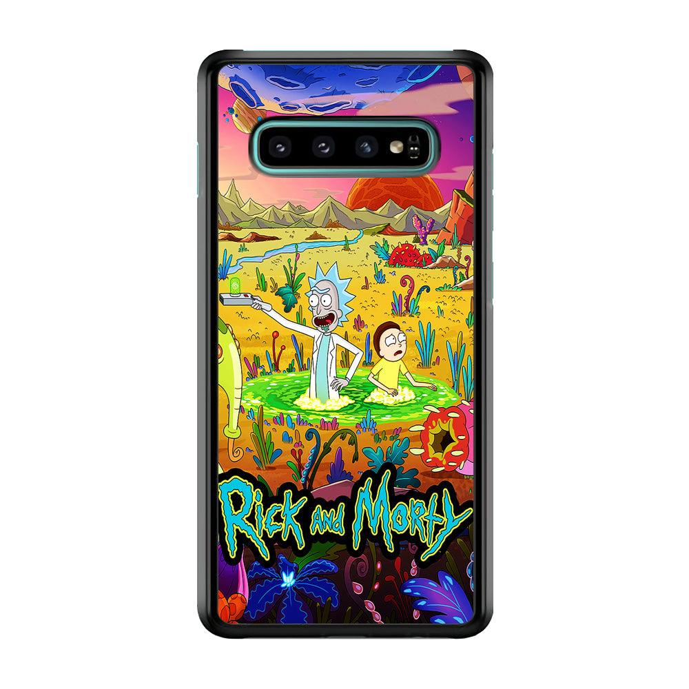 Rick and Morty Art Poster Samsung Galaxy S10 Case-Rubber / Black (2D Case)-Xtracase