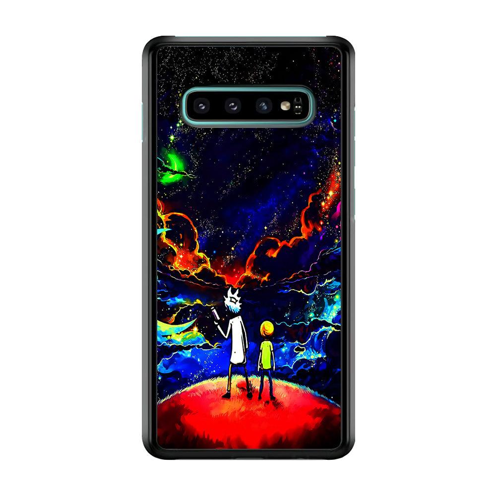 Rick and Morty Galaxy Painting Samsung Galaxy S10 Plus Case-Rubber / Black (2D Case)-Xtracase