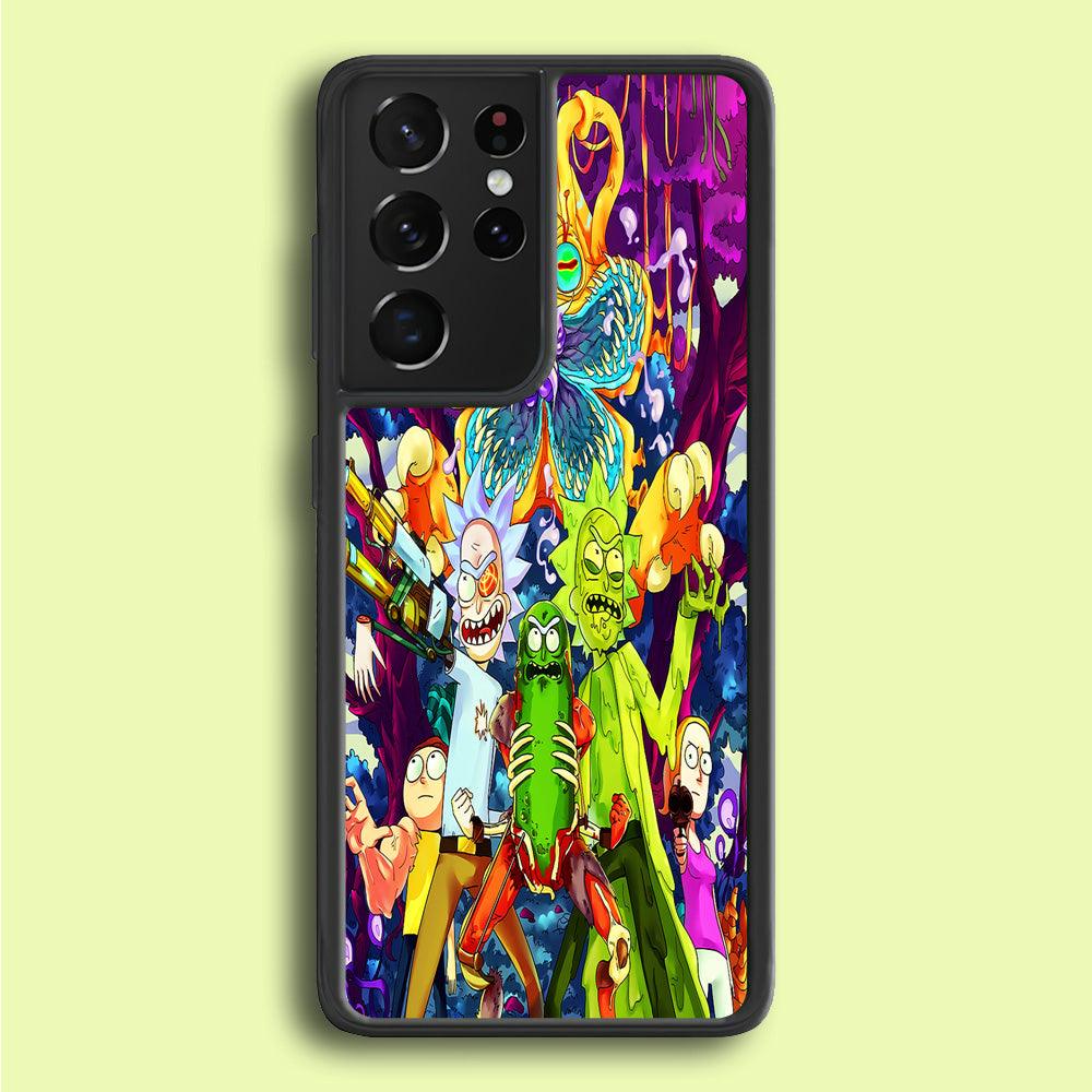 Rick and Morty Monster Samsung Galaxy S25 Ultra Case-Rubber / Black (2D Case)-Xtracase