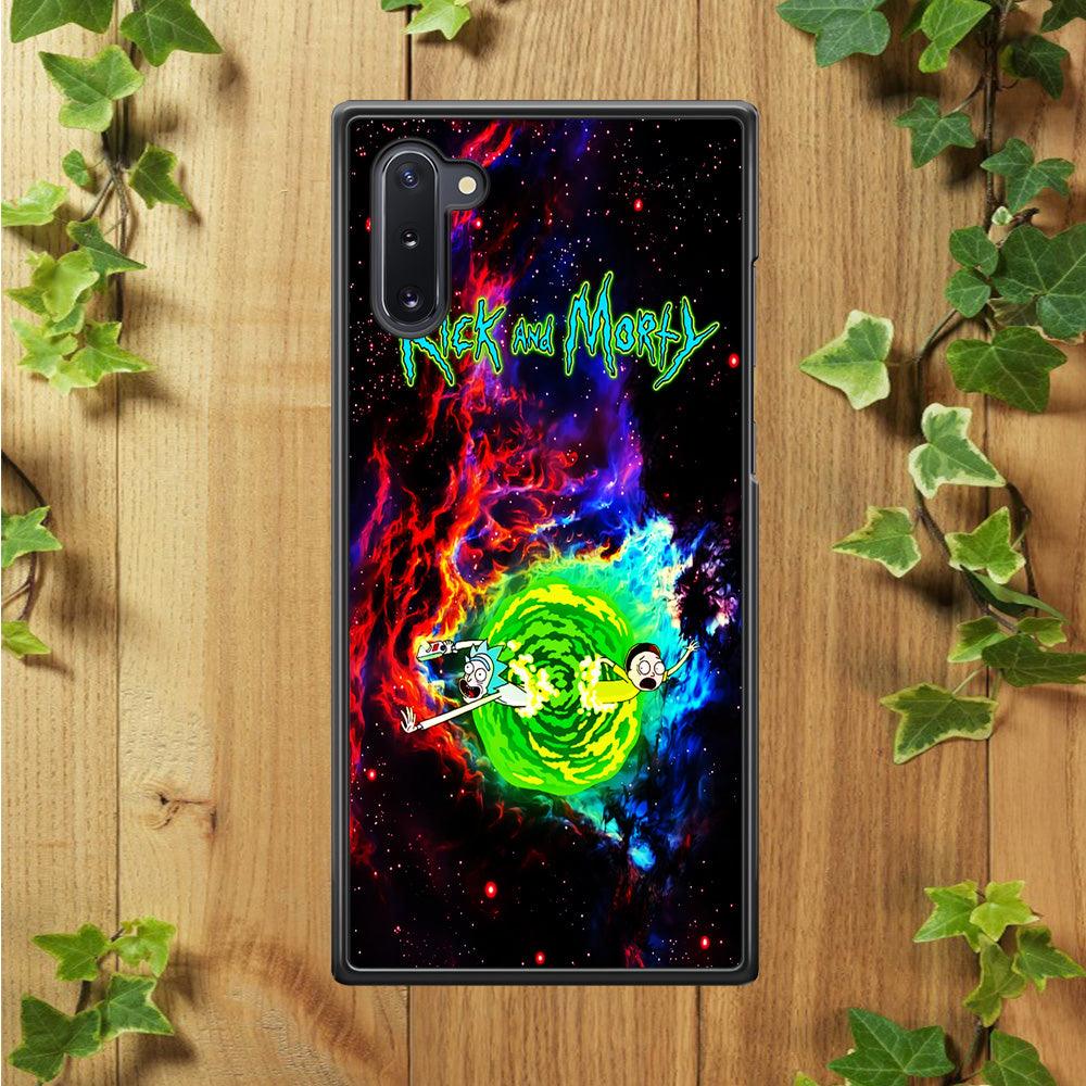 Rick and Morty Portal Galaxy Samsung Galaxy Note 10 Case-Rubber / Black (2D Case)-Xtracase