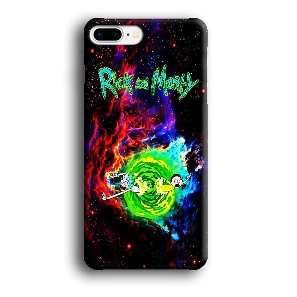 Rick and Morty Portal Galaxy iPhone 7 Plus Case-Rubber / White (2D Case)-Xtracase