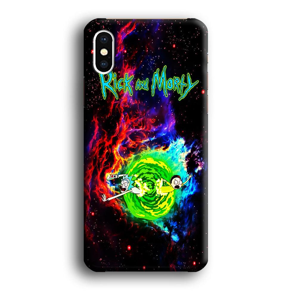 Rick and Morty Portal Galaxy iPhone Xs Case-Plastic / Full Wrap (3D Case)-Xtracase