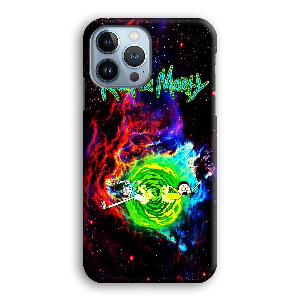 Rick and Morty Portal Galaxy iPhone 13 Pro Case-Plastic / Full Wrap (3D Case)-Xtracase