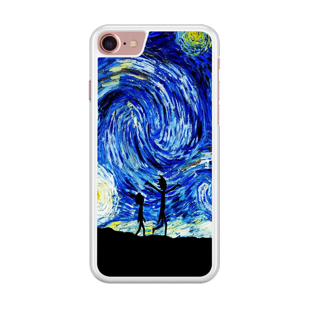 Rick and Morty Starry Night iPhone SE 2020 Case-Rubber / White (2D Case)-Xtracase