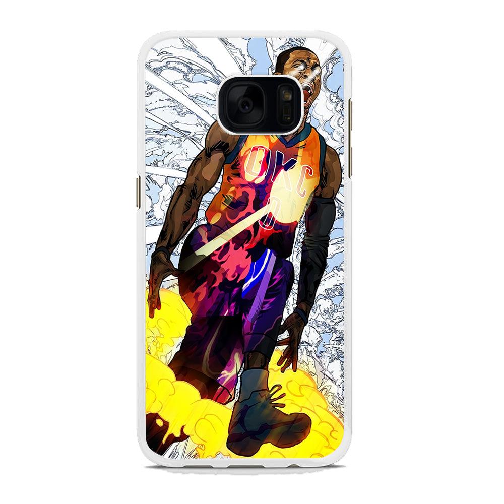 Russell Westbrook Oklahoma City Art Samsung Galaxy S7 Edge Case-Rubber / White (2D Case)-Xtracase
