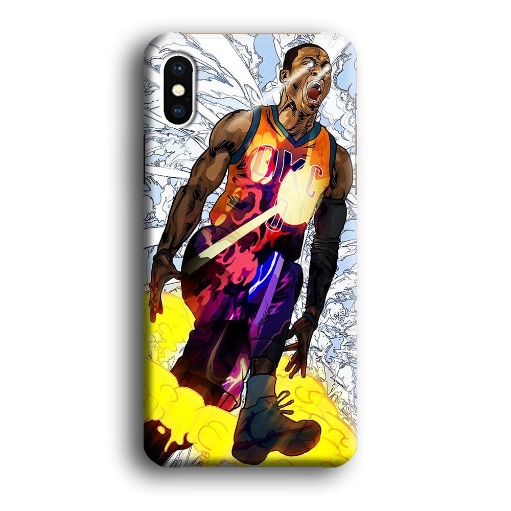 Russell Westbrook Oklahoma City Art iPhone Xs Case-Plastic / Full Wrap (3D Case)-Xtracase