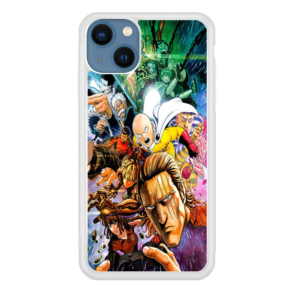 Saitama and S-Class Hero iPhone 13 Mini Case-Rubber / White (2D Case)-Xtracase