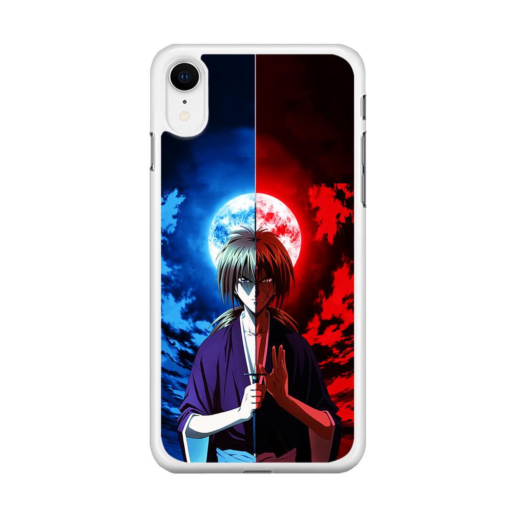 Samurai X Kenshin Red Blue Sky iPhone XR Case-Rubber / White (2D Case)-Xtracase