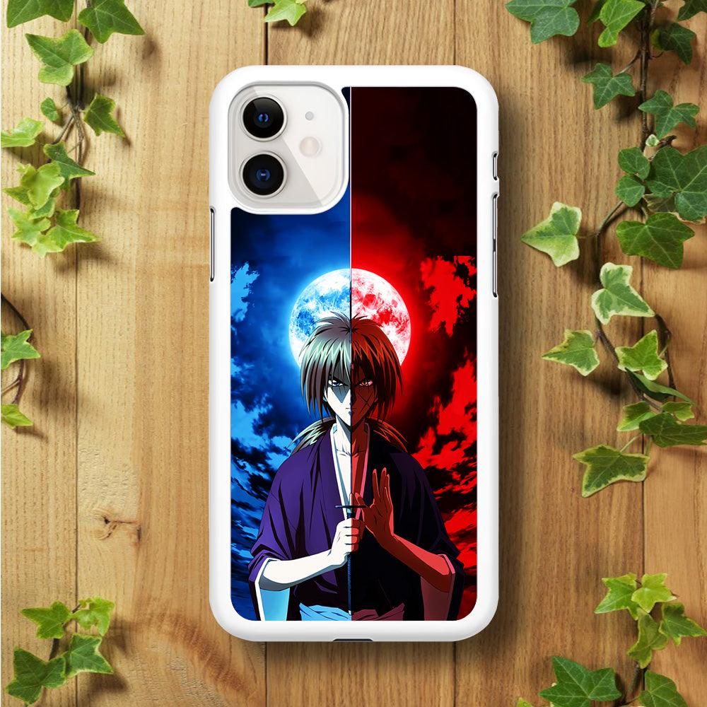 Samurai X Kenshin Red Blue Sky iPhone 11 Case-Rubber / White (2D Case)-Xtracase