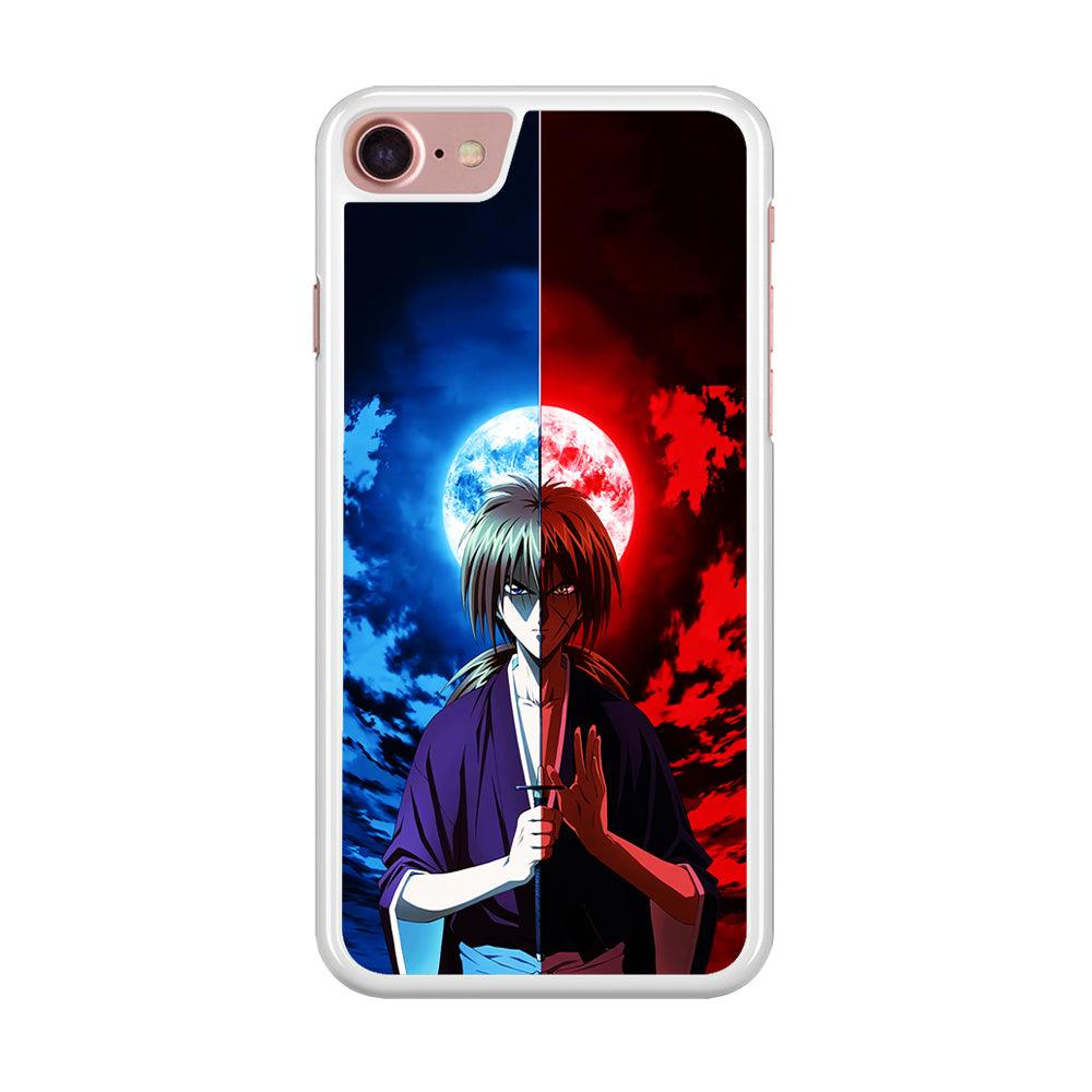 Samurai X Kenshin Red Blue Sky iPhone 8 Case-Rubber / White (2D Case)-Xtracase