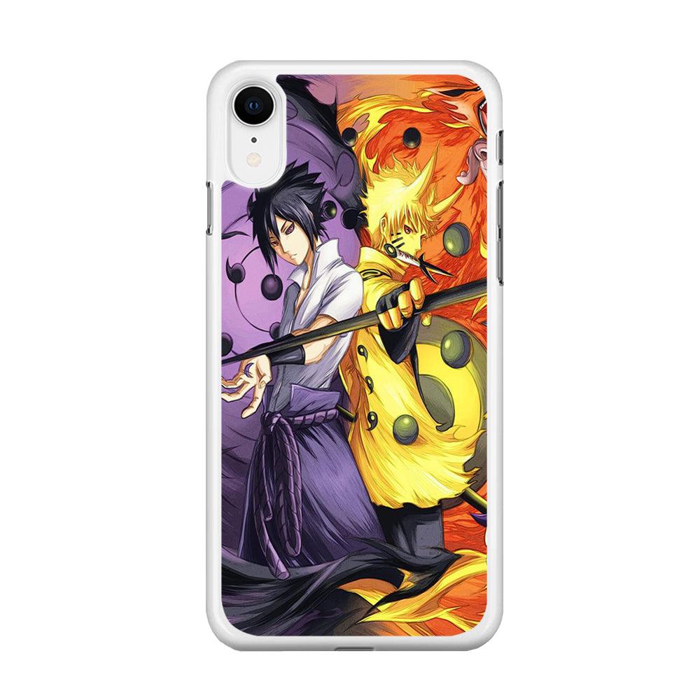 Sasuke Naruto iPhone XR Case-Rubber / White (2D Case)-Xtracase