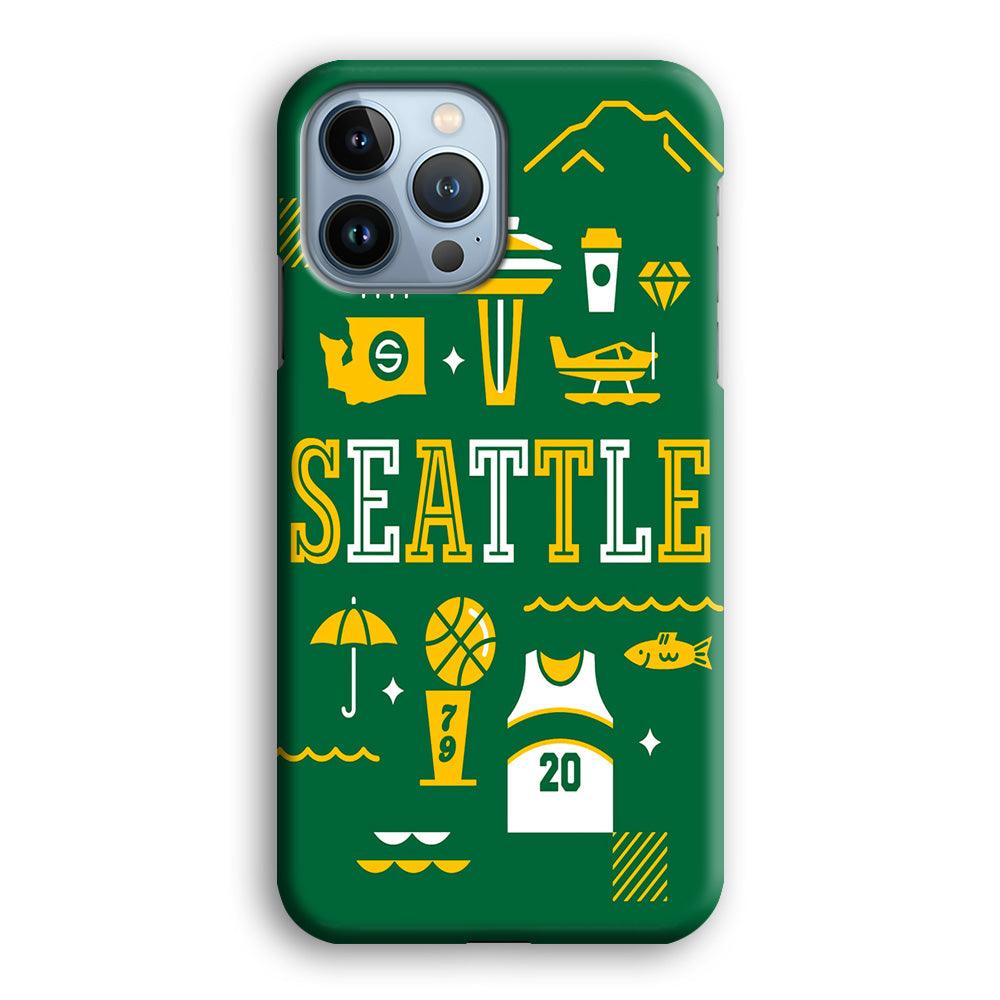 Seattle SuperSonics Basketball iPhone 13 Pro Max Case-Plastic / Full Wrap (3D Case)-Xtracase
