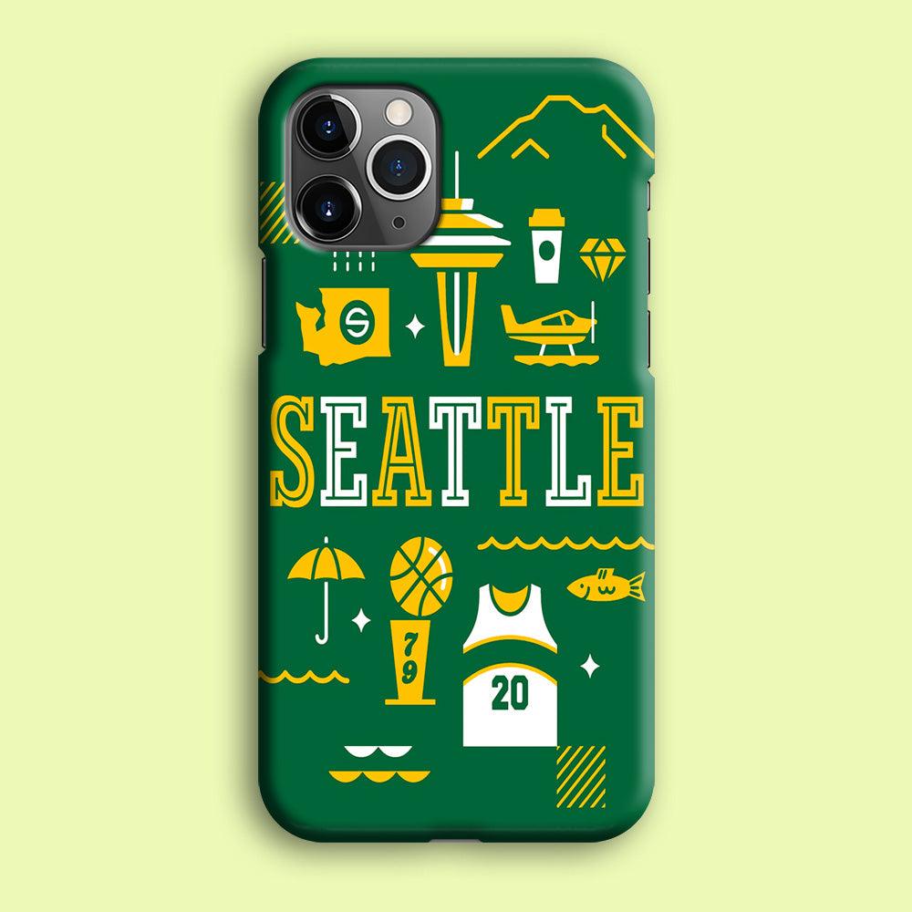 Seattle SuperSonics Basketball iPhone 12 Pro Max Case-Plastic / Full Wrap (3D Case)-Xtracase