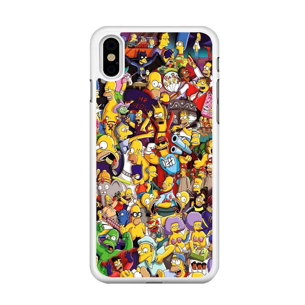 Simpson All Character iPhone Xs Case-Rubber / White (2D Case)-Xtracase