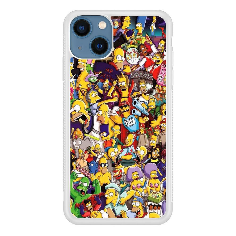 Simpson All Character iPhone 13 Case-Rubber / White (2D Case)-Xtracase