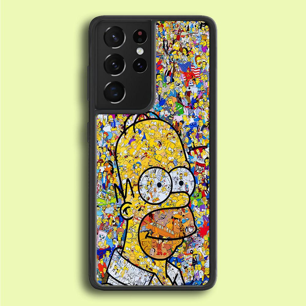 Simpson Homer Sticker Collection Samsung Galaxy S25 Ultra Case-Rubber / Black (2D Case)-Xtracase