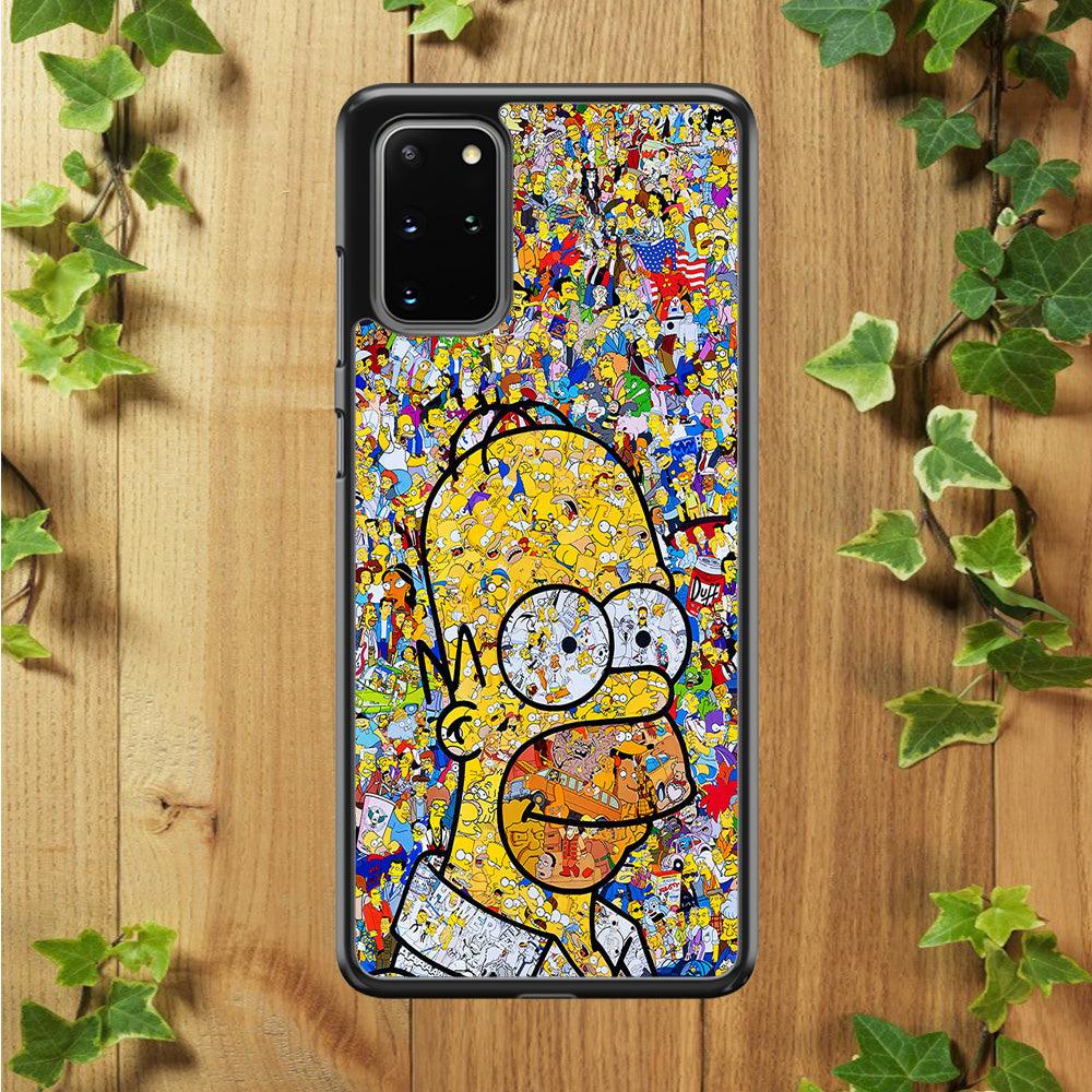Simpson Homer Sticker Collection Samsung Galaxy S20 Plus Case-Rubber / Black (2D Case)-Xtracase