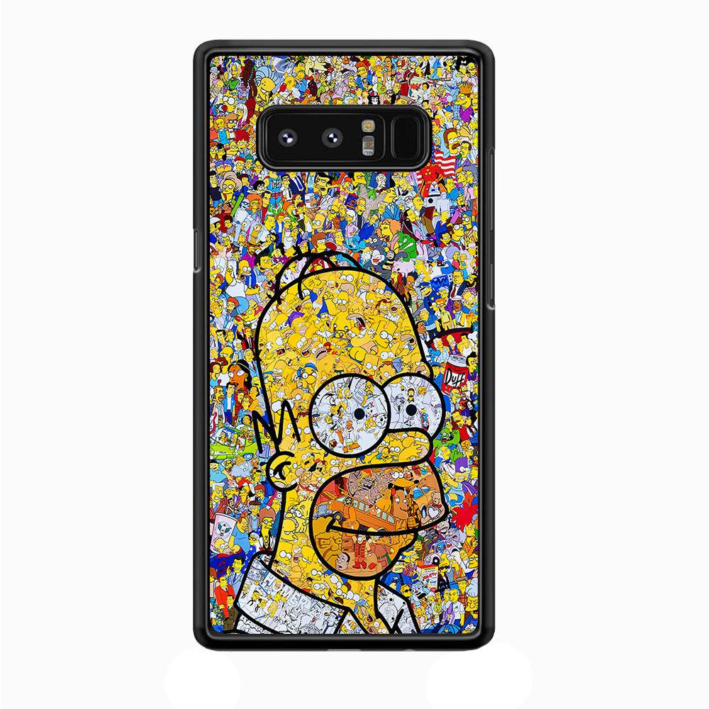 Simpson Homer Sticker Collection Samsung Galaxy Note 8 Case-Rubber / White (2D Case)-Xtracase