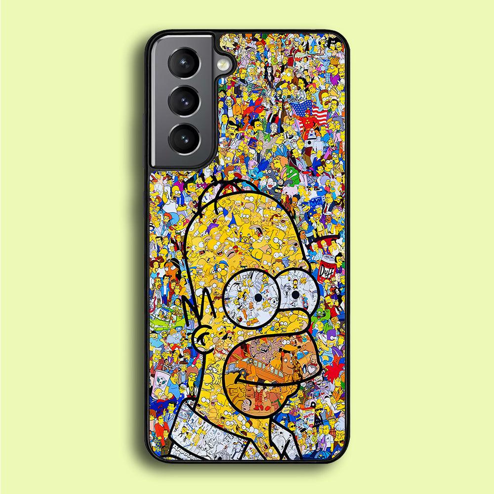 Simpson Homer Sticker Collection Samsung Galaxy S21 Plus Case-Rubber / Black (2D Case)-Xtracase