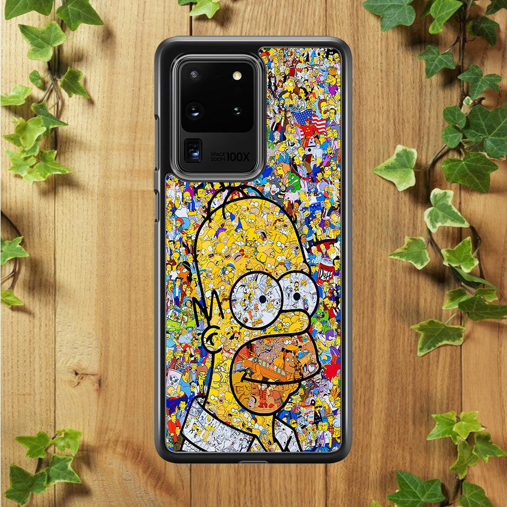 Simpson Homer Sticker Collection Samsung Galaxy S20 Ultra Case-Rubber / Black (2D Case)-Xtracase