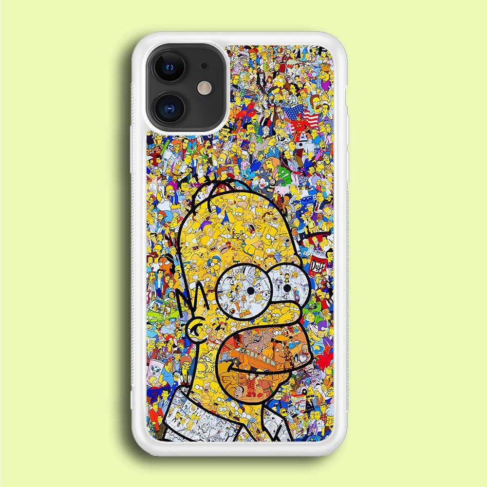 Simpson Homer Sticker Collection iPhone 12 Mini Case-Rubber / White (2D Case)-Xtracase