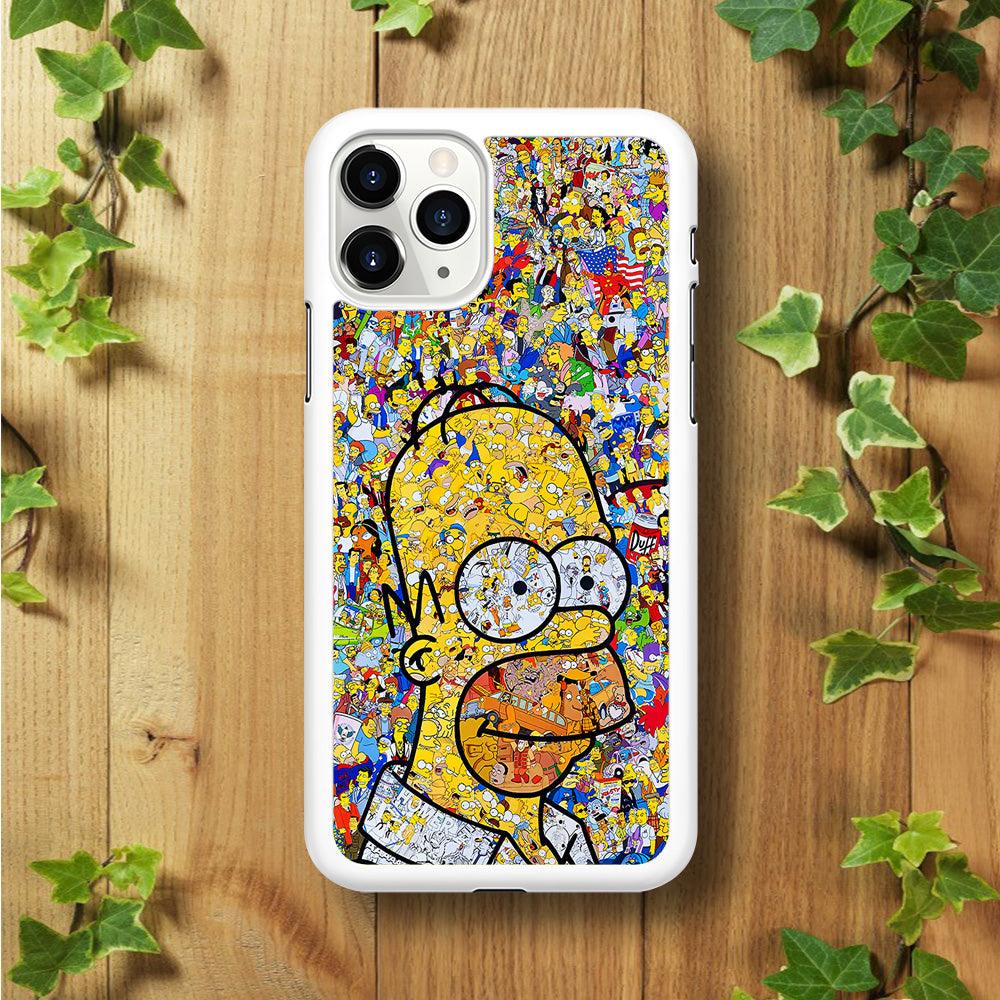 Simpson Homer Sticker Collection iPhone 11 Pro Max Case-Rubber / White (2D Case)-Xtracase