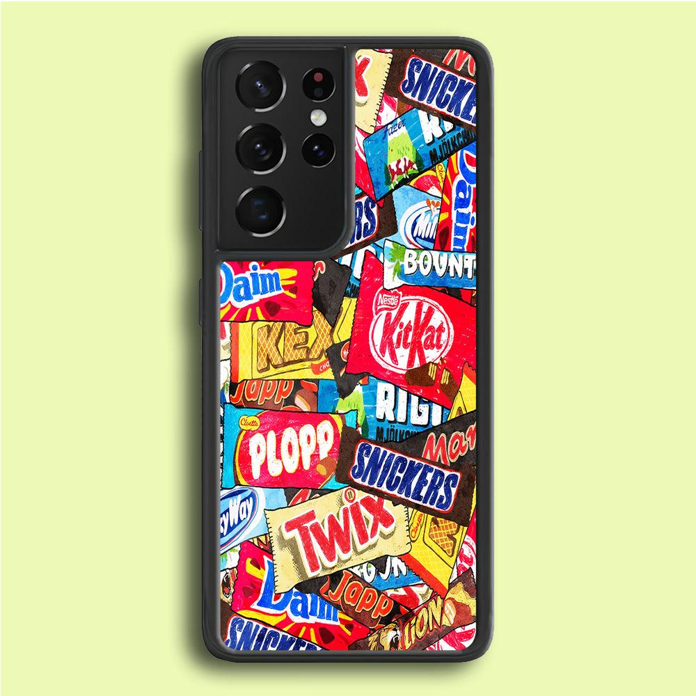 Snack Pattern Design Samsung Galaxy S25 Ultra Case-Rubber / Black (2D Case)-Xtracase