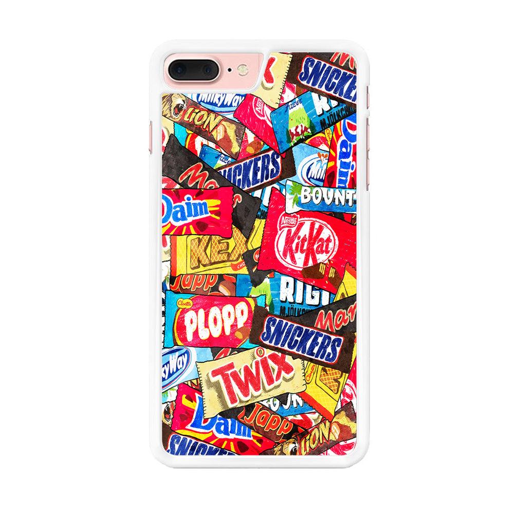 Snack Pattern Design iPhone 8 Plus Case-Rubber / White (2D Case)-Xtracase