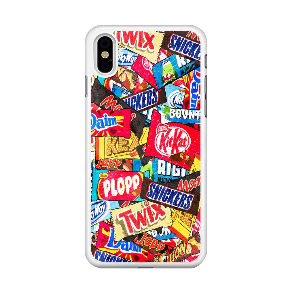 Snack Pattern Desin iPhone X Case-Rubber / White (2D Case)-Xtracase