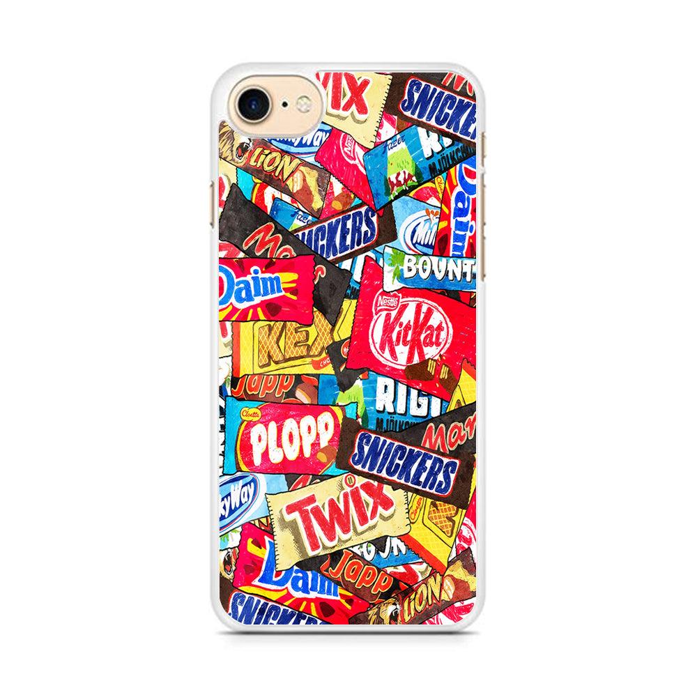Snack Pattern Design iPhone 8 Case-Rubber / White (2D Case)-Xtracase