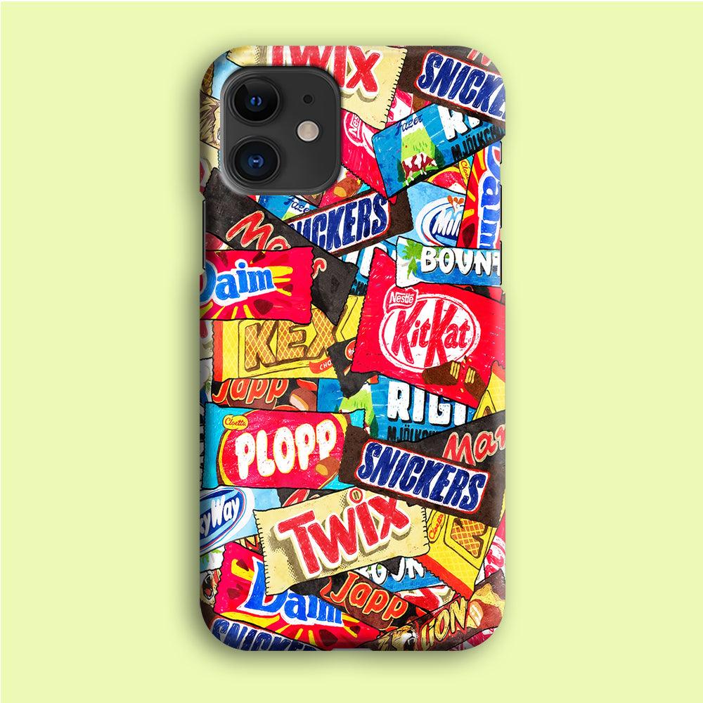 Snack Pattern Design iPhone 12 Mini Case-Plastic / Full Wrap (3D Case)-Xtracase