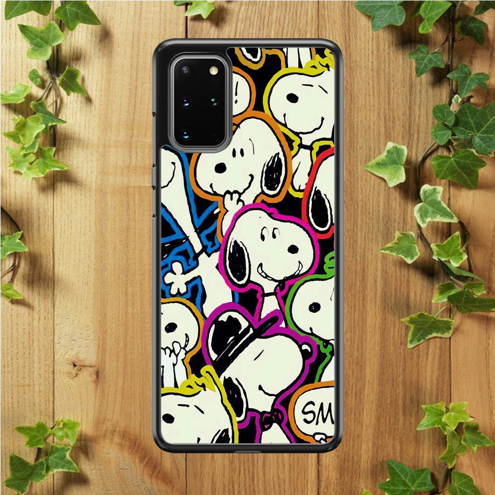 Snoopy Doodle Samsung Galaxy S20 Plus Case-Rubber / White (2D Case)-Xtracase