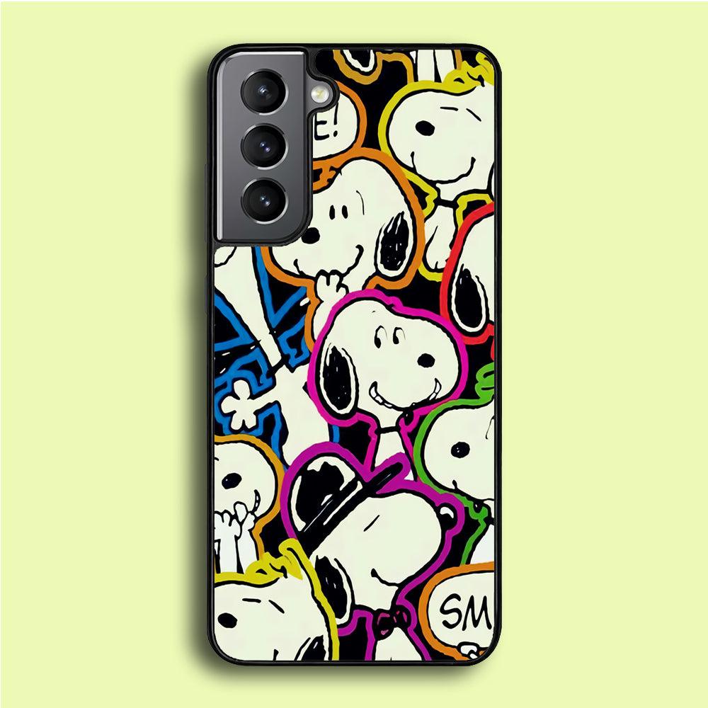 Snoopy Doodle Samsung Galaxy S21 Case-Rubber / Black (2D Case)-Xtracase