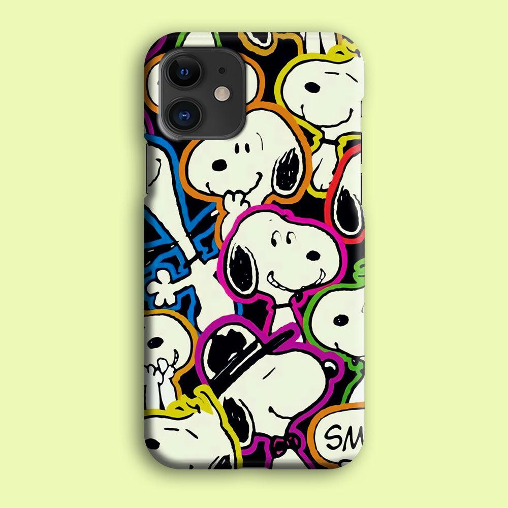 Snoopy Doodle iPhone 12 Mini Case-Plastic / Full Wrap (3D Case)-Xtracase