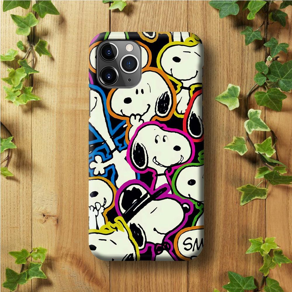 Snoopy Doodle iPhone 11 Pro Max Case-Plastic / Full Wrap (3D Case)-Xtracase