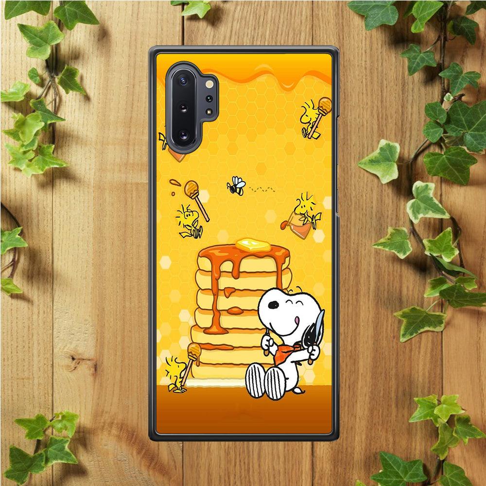 Snoopy Eats Honey Samsung Galaxy Note 10 Plus Case-Rubber / White (2D Case)-Xtracase